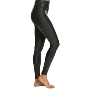 SPANX Black Faux Leather Look Leggings Size Medium